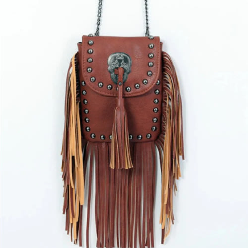 Girls Bohemian Studded Fringe Crossbody Bag