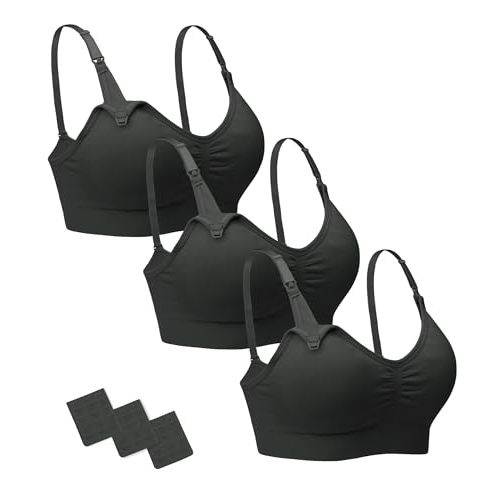 Stelle Nursing Bras Maternity Bra for Breastfeeding Pregnancy Wireless Bralette with Pads, Extenders & Clips