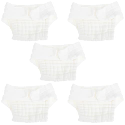 Healifty Newborn Diapers 5pcs Diaper Baby Cloth Newborn Pure Cotton Mustard White Washable Baby Diapers