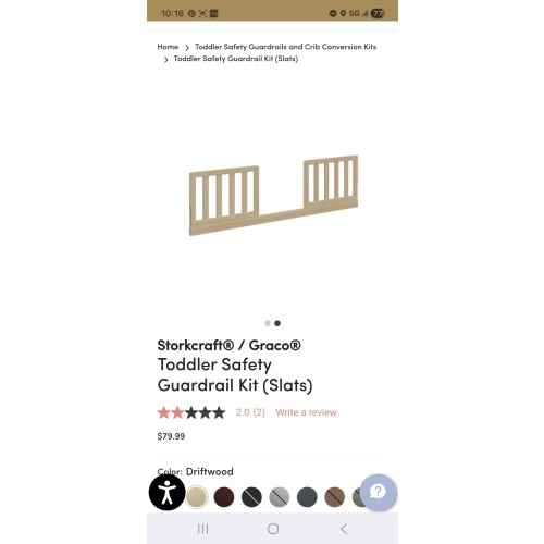 Toddler Safety Guardrail Kit (Slats)