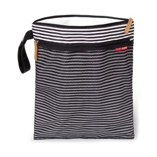 Skip Hop Grab and Go Wet/Dry Diaper Bag - Black/White Stripe