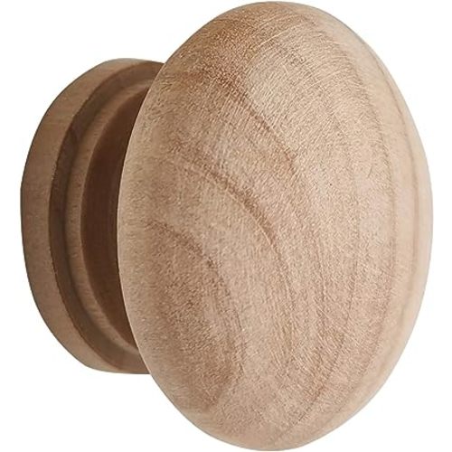 15pcs Wood Drawer Knobs, Unfinished Wooden Cabinet Dresser Knobs Furniture Pull Handles (Diameter: 1.34 Inches, Height: 1 Inch)