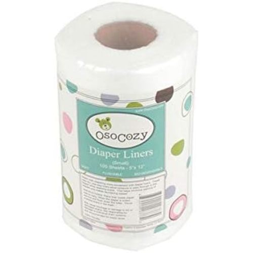 OsoCozy Flushable Diaper Liners Small 5 x 12 Inches Per Sheet, 100 Sheets Per Roll