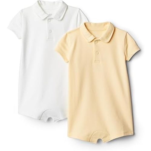 Amazon Essentials x Sofia Grainge Baby Boys' Short Sleeve Romper, Pack of 2