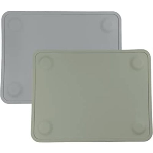WeeSprout Silicone Suction Placemats for Babies, Toddlers & Kids, Durable Food Grade Silicone with Non-Slip Suction, Raised Edges Contain Mess, Dishwasher Safe, for Dining Table & Restaurants, 2 Pack