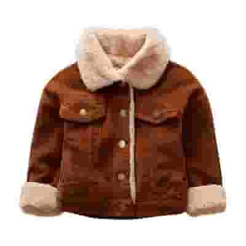 Atogsazn Baby Boys Fleece Lined Jackets Infant Plush Button Long Sleeve Coat Winter Warm Thick Clothes Coffee 3-6 Months on Clearance