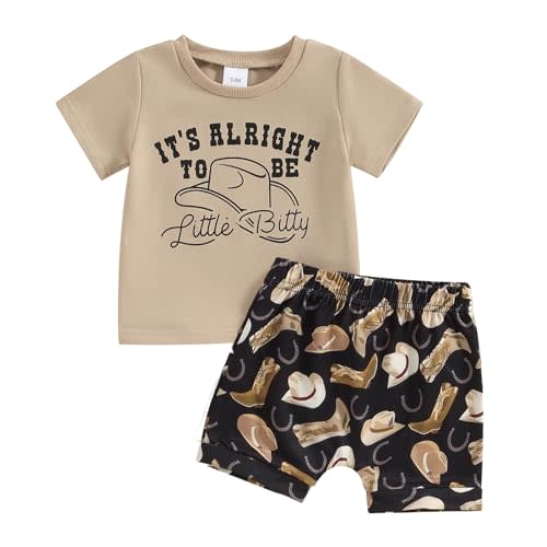 Western Baby Boy Clothes Highland Cow Farm Print T-shirt Casual Shorts Toddler Summer Country Cowboy Clothes Outfit