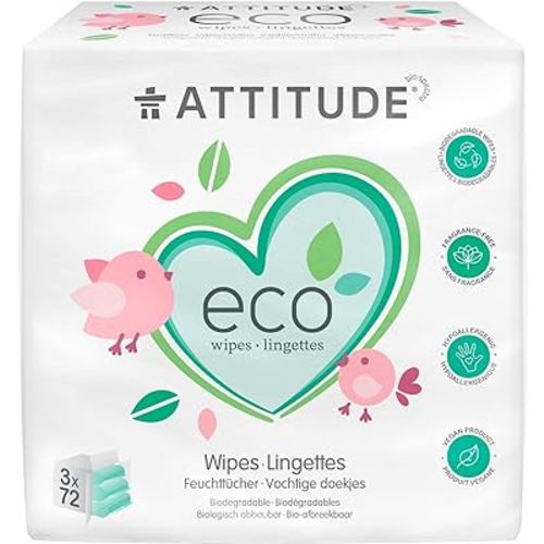 ATTITUDE Eco Wipes Fragrance-Free 216 Wipes