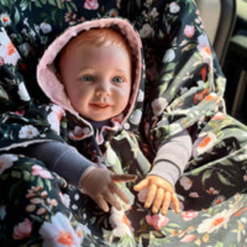 Poncho Softshell Floraison forêt + Capuchon Amovible – Crée Petite Mère
