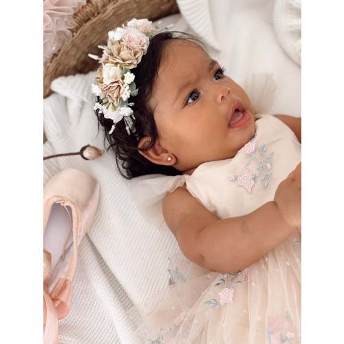 Juliette Champagne Pink Stretch Baby Girl Flower Crown