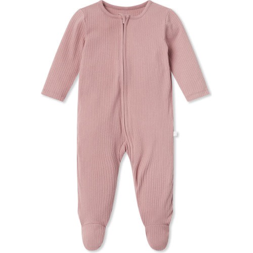 Baby Clever Zip Footie, 0-3M, Rose