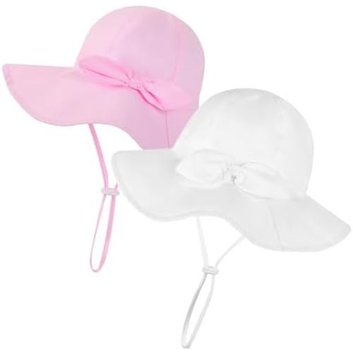 Baby Girl Sun Hat Toddler Beach Hats with UPF 50+ Protective Infant Summer Hat with Wide Brim Baby Girls Bucket Hat