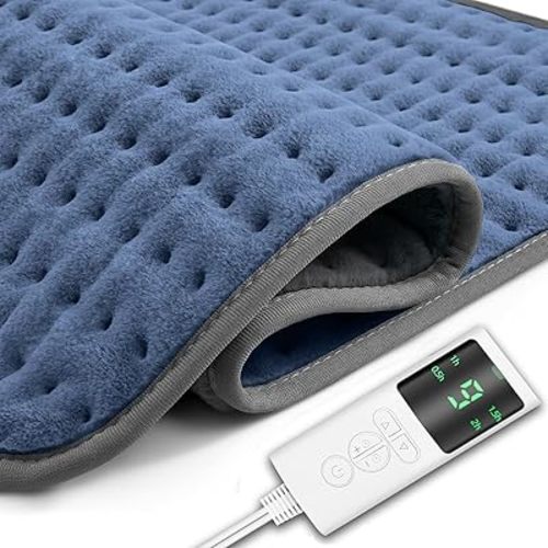 Heating Pad for Back Pain & Cramps Relief, 9 Heat Settings & 4 Timers Auto Shut Off Heating Pad, Machine Washable, Dry & Moist Heat, Soft Electric Heating Pad for Neck, Shoulder, Knee, Leg, 12''×24''