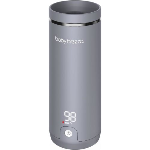 Baby Brezza Superfast Portable Baby Bottle Warmer – 50% Faster - Travel Breastmilk Warmer and Formula Warmer - Safe, Even Heating - Up to 9oz - No Adapters, Grey