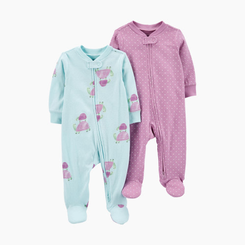 Carter's 2-Way Zip Sleep & Plays (2 Pack) - Purple/Blue Turtles, NB
