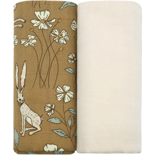 LifeTree Muslin Baby Swaddle Blankets, Swaddling Neutral Newborn Receiving Blanket for Boys & Girls, 70% Viscose from Bamboo and 30% Cotton, Large 47 x 47 Floral with Bunny Print