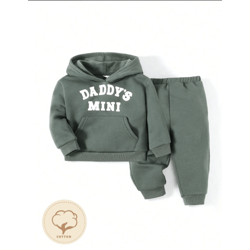 2 Piece Baby "Daddy's Mini" Hoody Sweat Shirt and Pant Set