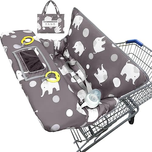 Basumee Shopping Cart Cover for Baby High Chair Covers for Restaurant Seat Grocery Cart Cover for Babies Girl Boy Cart Covers with Storage Pouch Baby Shopping Cart Cover, Dark Gray