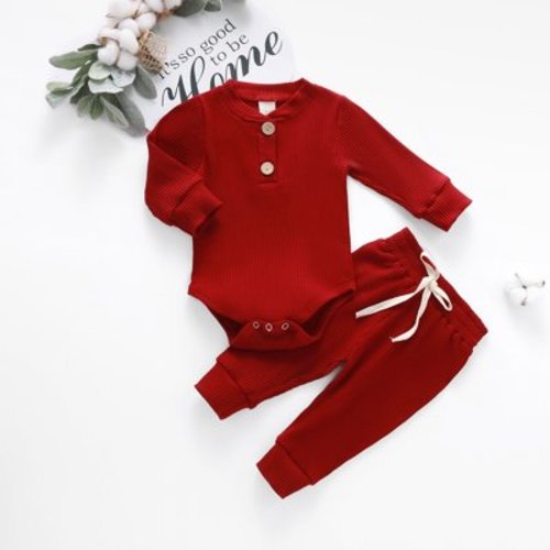 Lieserram Newborn Baby Girl Boy Fall Clothes 3 6 12 18 24 Months Outfits Long Sleeve Knitted Cotton Romper Pants Infant Winter Sets