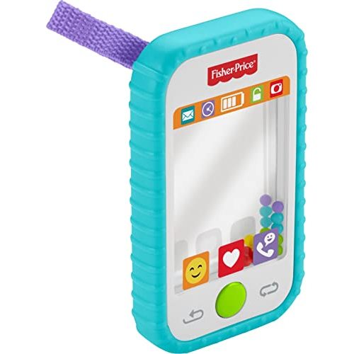 Fisher-Price Baby Toy Hashtag Selfie Fun Phone, Rattle Mirror & BPA-Free Teether Activity for Developmental Play Newborns Ages 3+ Months