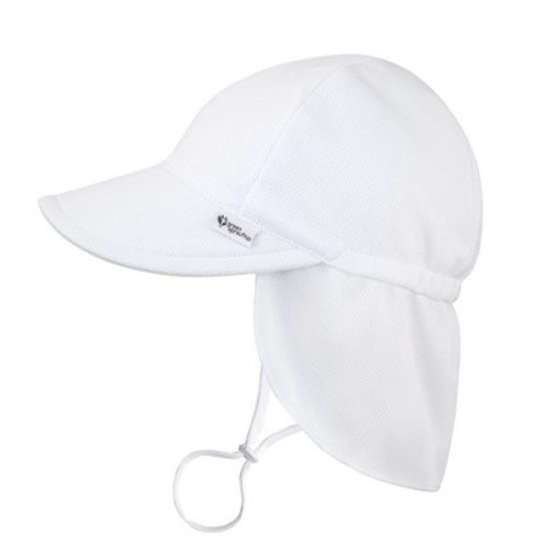 Green Sprouts Baby/Toddler Breathable Flap Sun Protection Hat, Color: White, Size: 0/6 months