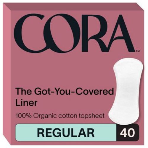 Cora Organic Cotton Ultra Thin Panty Liners for Periods - Regular Absorbency - 40ct