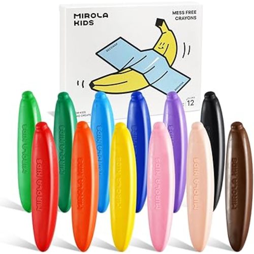 Beeswax Crayon For Toddlers 1-3,12 Colors Non-Toxic Crayons with 108 Free Coloring Books PDF Pages, Safe Coloring Gifts for Babies and Toddlers, Mess Free Crayons Art Supplies