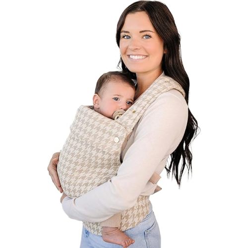 Ava & Oliver Essential Baby Carrier – Ergonomic, Hip-Healthy Soft Structured Carrier for Infants & Toddlers (7–35lbs) - Front and Back Carry, Breathable Fabric, Stylish & Lightweight (Houndstooth)