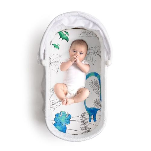 JumpOff Jo Hypoallergenic Fitted Bassinet Sheet for Baby Boys Girls - Rectangular Hourglass & Oval Crib Compatible Soft Breathable, Machine Washable