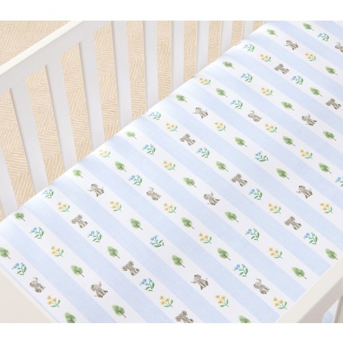 Elephant Stripe Organic Crib Fitted Sheet