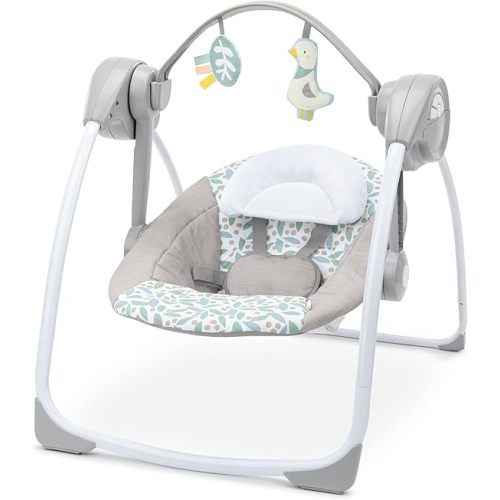 Ingenuity Comfort 2 Go Portable Swing - Endless Bloom - 6 Speeds - 10 Melodies - 2 Toys - 0-9M