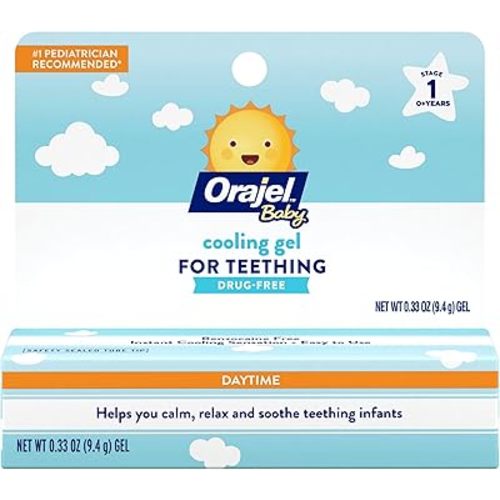 Orajel Baby Daytime Cooling Gel for Teething, Drug-Free, #1 Pediatrician Recommended Brand for Teething*, One .33oz Tube