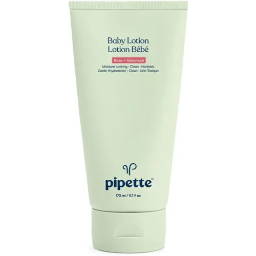 Pipette Baby Lotion - New & Improved Formula, Hydration & Natural Moisture of Baby's Delicate Skin, Renewable Plant-Derived Squalane, Rose + Geranium Aroma, 5.7 fl oz