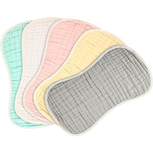 MUKIN Baby Burp Cloths and Burping Cloths,Soft Absorbent for Boys Girls,5 Pack Cotton Newborn Burp Bibs face Cloths (Multicolored)
