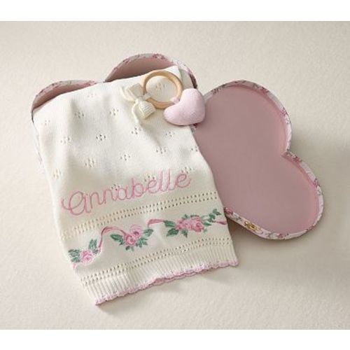 LoveShackFancy Heart Of Roses Knit Baby Giftset , Pink Multi
