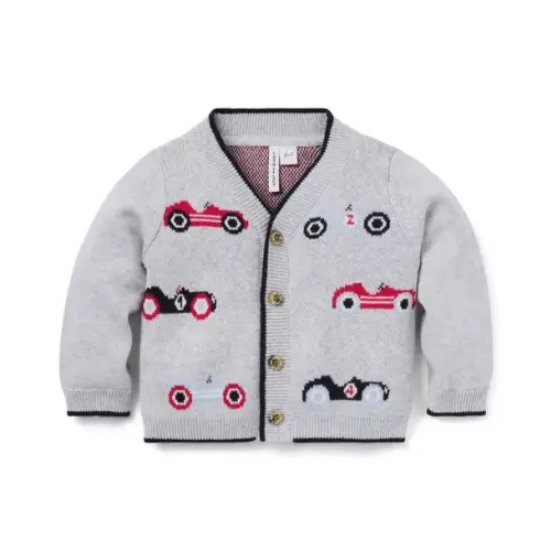 Baby Earl Grey Heather Baby Race Car Cardigan by Janie and Jack