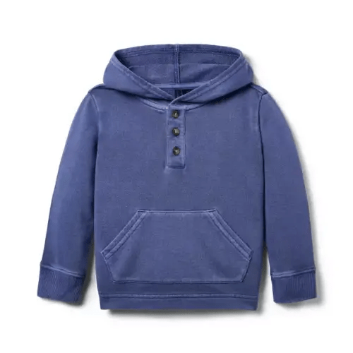Boy Rainy Blue The Henley Hooded Sweatshirt by Janie and Jack