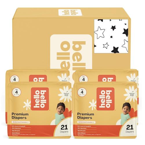 Hello Bello Diapers, Size 4 (22-37 lbs) Superstars - 84 Count Value Pack of Premium Disposable Baby Diapers, Hypoallergenic with Soft, Cloth-Like Feel