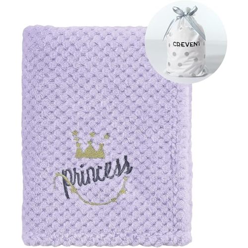 CREVENT 30''X40'' Cute Cozy Fluffy Warm Baby Blanket for Girls Infants Toddlers' Bedding Crib Cot Stroller, Baby Shower Birthday Newborn's Gift - Purple Crown 75X100cm