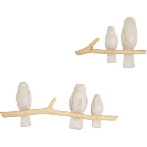 CRANE BABY Perch Set of 2 Wooden Wall Decor, White
