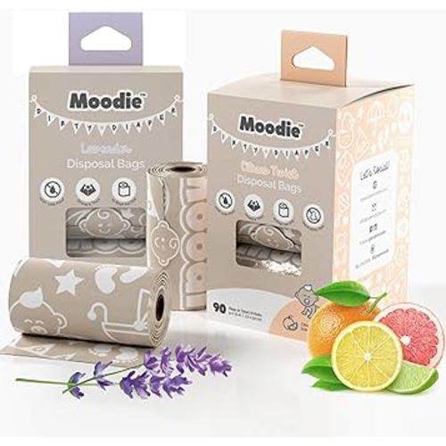 Baby Disposable Diaper Bags (180 BAGS TOTAL) | 1 box Lavender & 1 box Citrus Scented | Leak Proof