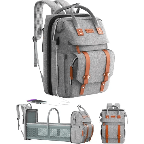 Diaper Bag Backpack with Changing Station, Large Diaper Bag, Baby Bag, Multifunctional Diaper Bag, Gray