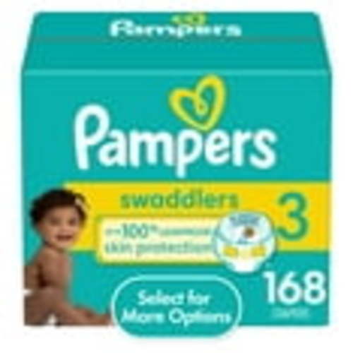 Pampers Swaddlers Size 3 Diapers, 168 Count with Blowout Barrier and Dual Leak-Guard
