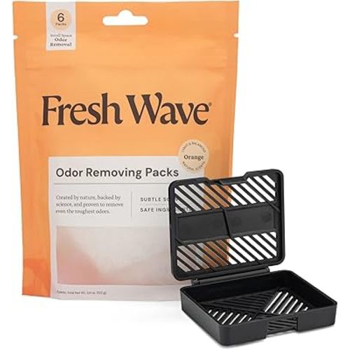 Fresh Wave Orange Odor Eliminating & Deodorizing Packs - Bag of 6 & Fresh Pod Case
