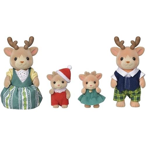 Calico Critters Reindeer Family - Set of 4 Collectible Doll Figures for Ages 3+