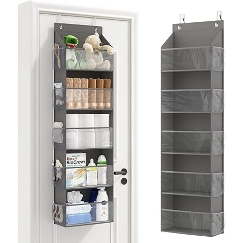 Fixwal 5-Shelf Over-The-Door Organizer with 10 Side Pockets, Large Capacity Hanging Storage Organizer for Bedroom Bathroom Nursery Kidroom Baby Essentials