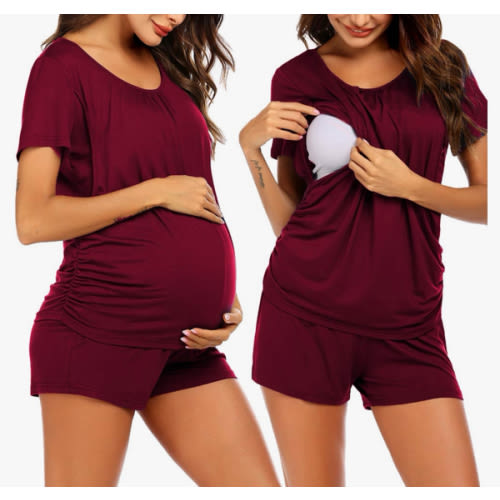 Ekouaer Womens Maternity Pajamas Nursing Pjs for Breastfeeding Soft Postpartum Lounge Sets Sleepwear Layer Pregnancy Clothes