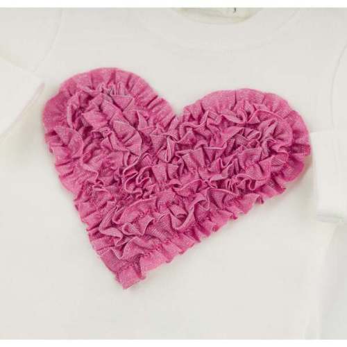Ruffle Heart Bright Pink Sparkle Two Piece Set, Cream - Oh Baby! | Maisonette