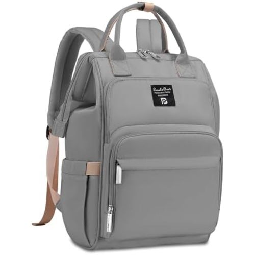 Pomelo Best Diaper Bag Backpack Stylish Waterproof Multifunctional Large Baby Bag with Changing Mat and Stroller Straps (Light Grey)