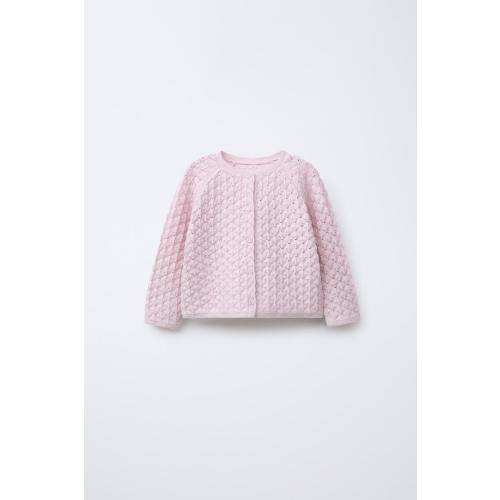 OPEN KNIT CARDIGAN - Mid-pink | ZARA United States